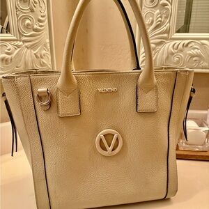 Valentino Charmont Cream Leather Tote